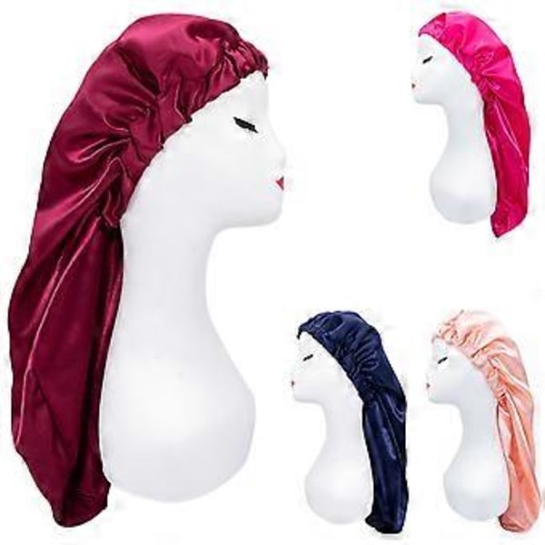 Elastisk fläckbonnet, andningsbar, multifunktionell, bred kant, långt hår, sovhattar, wrap-bonnet för kvinnor QinHai (Hudrosa1)