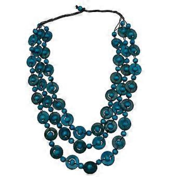 Bohemiskt Halsband Bib Halsband Träpärlhalsband för Kvinnor Dam Bröllop (Blå)