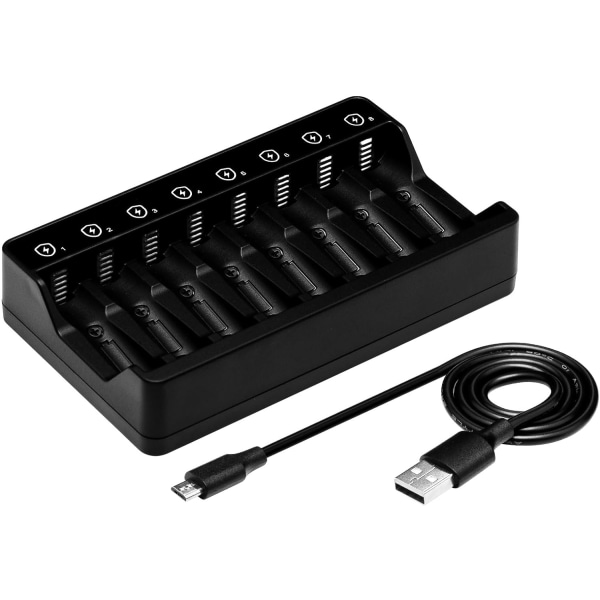 Genopladelig AA, oplader 8 slots 1.5v,1.2v Nimh ni CD AA AAA batteritype - C (USB hurtigopladning, Sepa