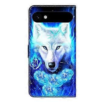 Kompatibelt för iPhone 17 Air Läderfodral Mönstertryck Plånboksställ Flip Telefonfodral (Vit)
