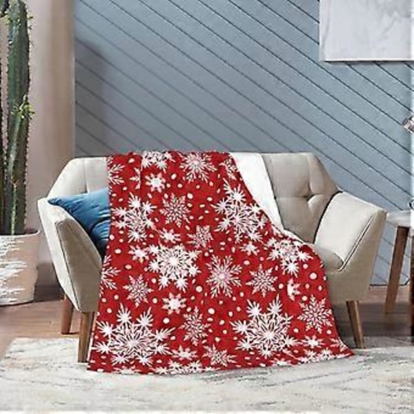 Vinter Snöflinga Röd Filt Super Mjuk Varm Fyra Säsonger Juldekoration Ullfilt För Säng Stol Bil Soffa Sovrum 152.4 cm X 127.7 cm