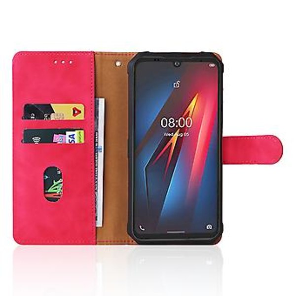 Lærtelefonveske for Ulefone Armor 8 (Rose Red)