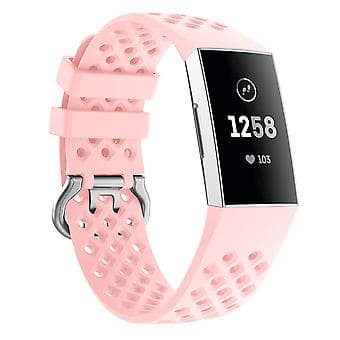 For Fitbit Charge 3 / 4 Hult Silikonreim (Rosa)