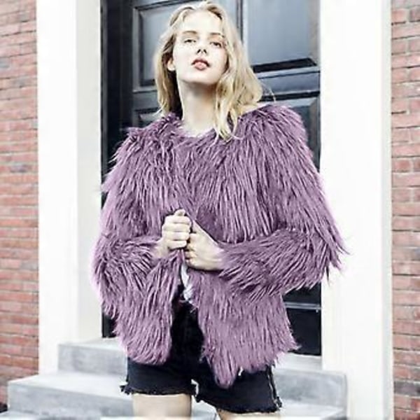 Pälsig Fuskpäls Vinterjacka Dam Fusk Vit Vinterjacka (3XL lila)