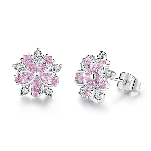 Dames Øreringe Dobbelt Roset Øreringe Med Cubic Zirconia, Gave