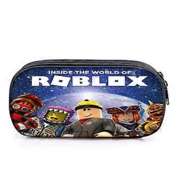 Roblox Tryckt Pennfodral för Pojkar och Flickor Stor Kapacitet Pennväska Student Tillbaka till Skolan Skrivbordstillbehör Organiserande Väska (A)