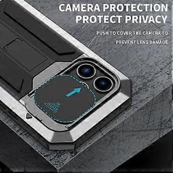Metall + Silikon Skyddande Skal för iPhone 14 Pro Max (Silver)