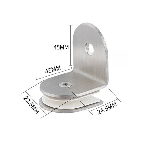 Set med 8 90 Grader 304 Rostfritt Stål Glasklämmor, Glashyllfäste, Väggmontering, för 8-12MM Tjocklek