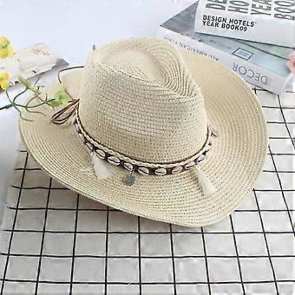 15% RABAT Dame Hæklet Strå Solhat Bred Skygge Håndstrikket Sammenfoldelig Ferie Bucket Hat (Sort)
