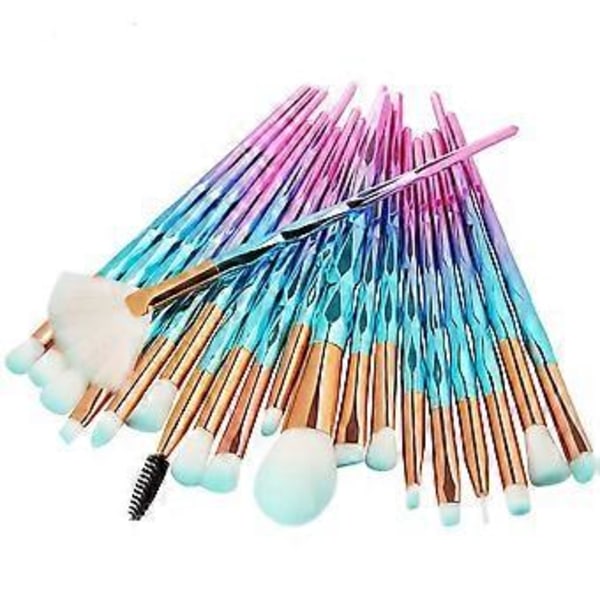 Pakke med 20 stk. Kosmetiske Øjenskygge Svampe Eyeliner Øjenbryn Læbe Næse Foundation Pudder Makeup Pensler Sæt (lilla) (blå)