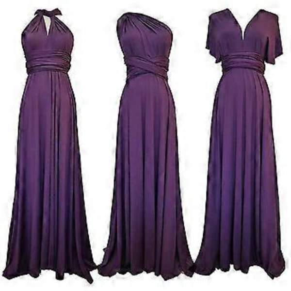 Kvindes Aften Multi Way Wrap Brudepige Formelle Lange Maxi Konvertible Kjole (M Pink)