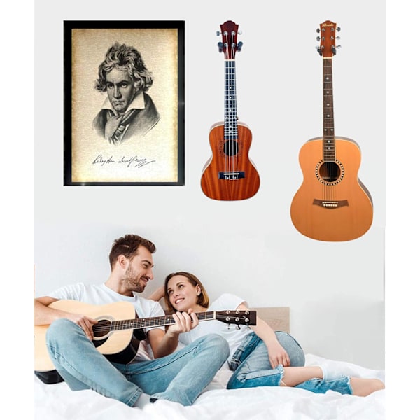 Gitarrväggfäste Akustisk Gitarrställ Svart Valnöt Hängare