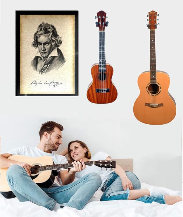 Guitarvægmontering Akustisk Guitar Stativ Sort Valnødde Krog wi