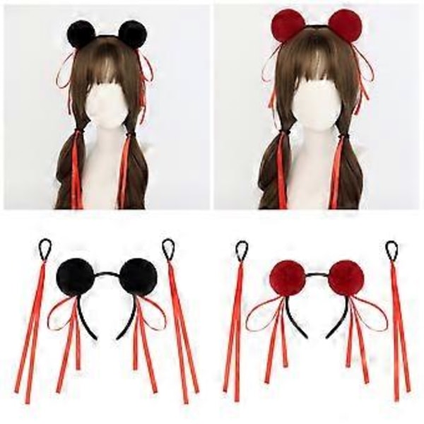 Pehmeät Pompomit Necha Hiuspanta Hiuslenkki Nauharusetti Nutturapanta Cosplay Juhlat Hiusmuotoilutyökalu Animehahmolle Punainen (Punainen)