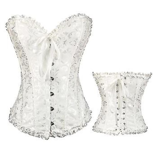Naisten Vintage Palace Muotoileva Korsetti, Satiini, Luut, Nauhakiinnitys, Olkaimettom, Yläosa, Hääpuku Body (3XL Valkoinen)