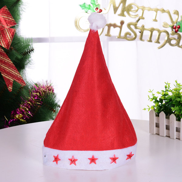 Santa Claus Hat Beanie (6 stk) (wm-15) Lys opp med LED for A