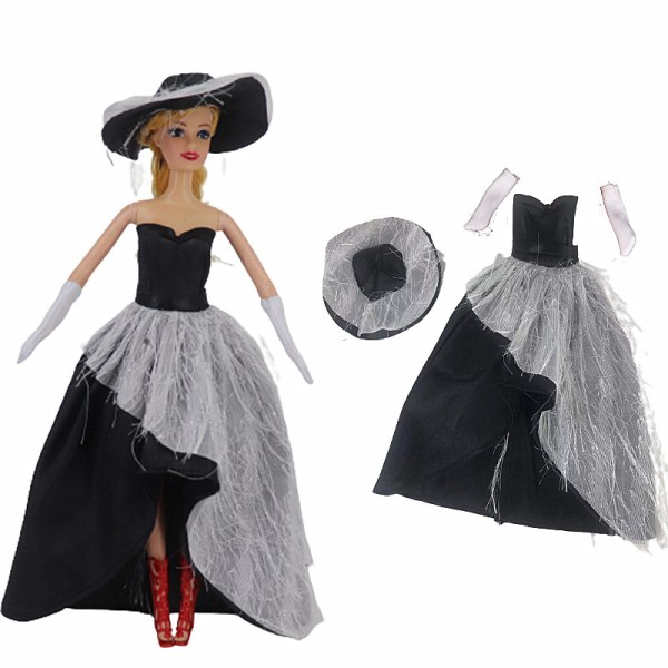 3 uppsättningar dockkläder, lämpliga för nya 30 cm dockkläder, set (klänning + hatt), mode