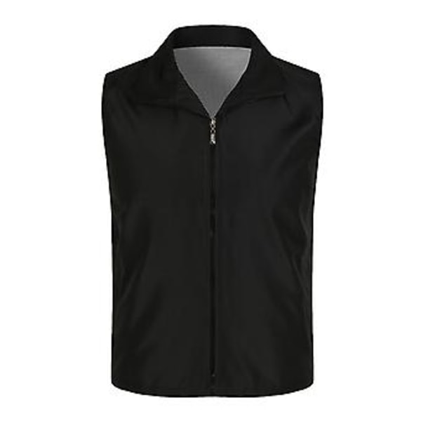 Veste uden ærmer med revers, lommer, lynlåslukning, mesh-foring, udendørs, frivillig, lys farve, slank pasform, arbejdsvest (L Sort)