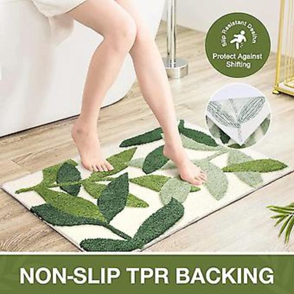 Baderomsteppe Blad Mikrofiber Sterk Vann Absorpsjon Badematte Towe