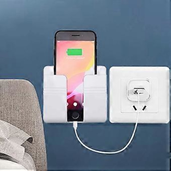 Väggmonterad Telefonhållare, telefonställ med hål för datakabel