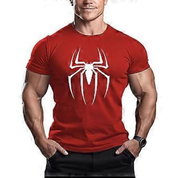 Spider-Man treenipaita lyhyillä hihoilla miehille (L Punainen)