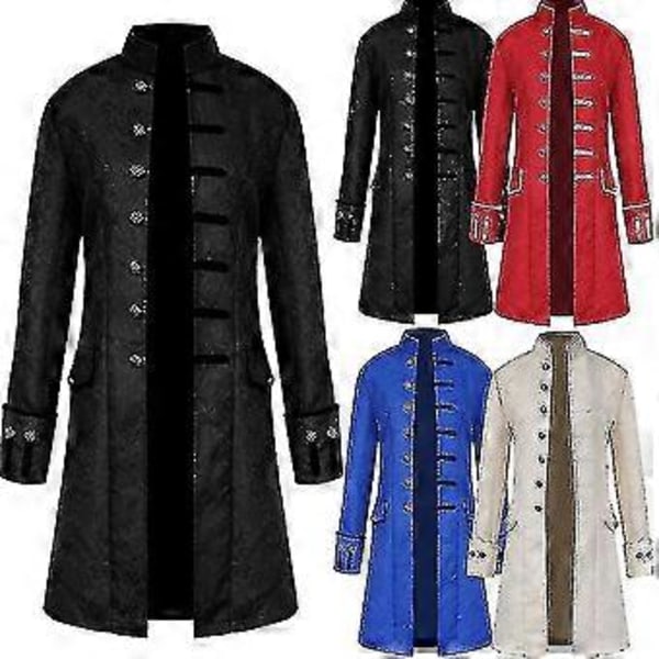 Herrar Jackor Steampunk Vintage Frack Gotisk Viktoriansk Klänning Karneval Cosplay.M (4XL Djupröd)