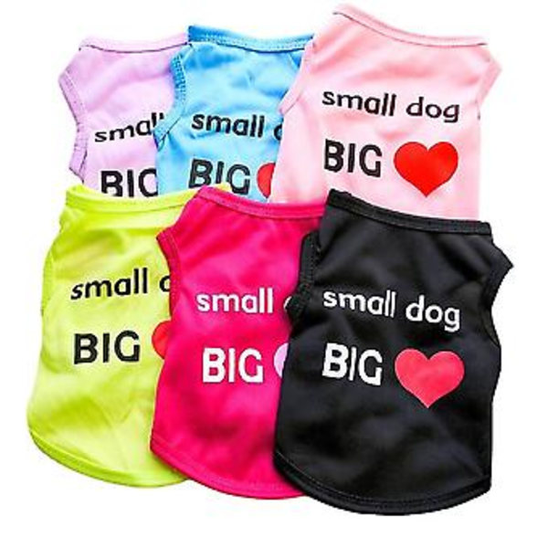 Sommarhundkläder Husdjurs T-shirt Söt Tryckt Hundväst För Små Mellanstora Hundar Tillbehör Valp Katt Väst Bomulls Kläder Kostymer 20 (S)