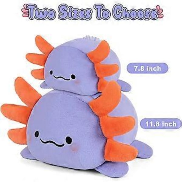 Söt Axolotl Plyschkudde Mjuk Salamander Fylld Djurleksak Kawaii Plushie Dockor Presenter till Barn Lila 7,8 tum