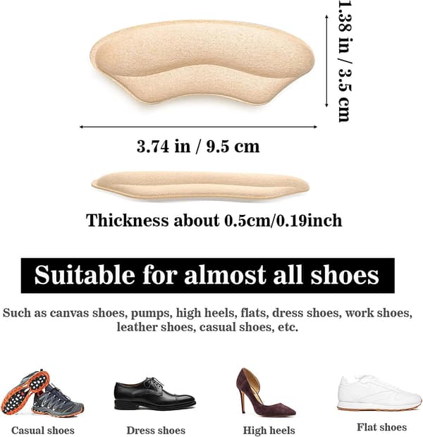 Beige 2 par klack- och hälskydd dynor blåsbildningsförebyggande kuddar mockaskoskydd tillbehör f