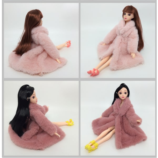 4 stk dukkepels klær, vinterpels klær, Barbie dukke klær