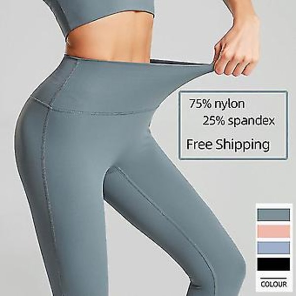 High Waist Naked Feeling Leggings Push Up Sport Women Fitness Running Yoga Pants Energy Seamless Leggings Gym Girl Leggings(L Ink Blue)