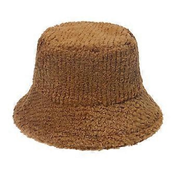 Bucket Hats Foldbar Vindbeskyttelse Fiskerhatte til Kvinder Mænd Casual Panama om Vinteren Efterår brun( brun)