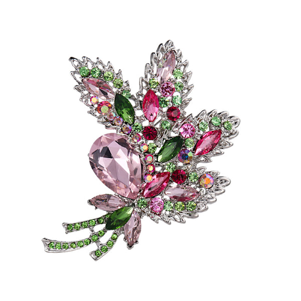 Elegant blomsterbrosch med färgglada kristaller och strass för kvinnor