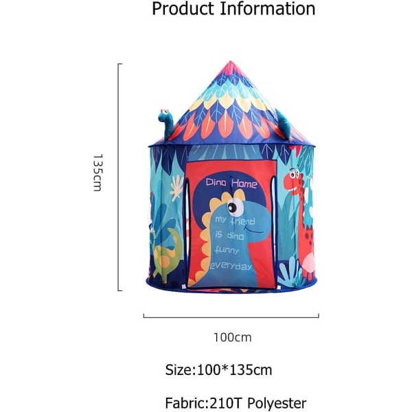 Barnens tält, inomhustält för barn, dinosaurietält för barn med ferrul, lekstuga för barn
