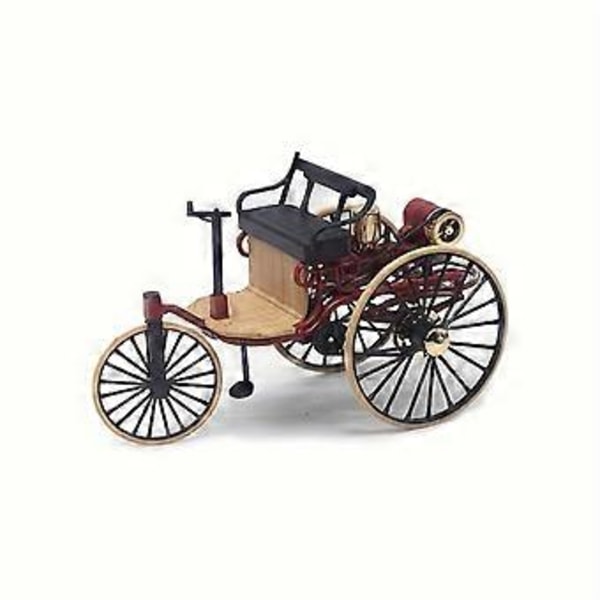 Luova 1:12 seoksesta valmistettu klassinen kolmipyöräinen automalli toimiston työpöydän koristeeksi (musta)