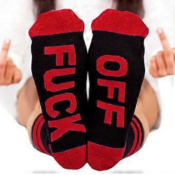 Hauska \"Fuck-Off\" -kirjaimella varustettu mukava urheilusuora unisex-sukat (Punainen OFF)