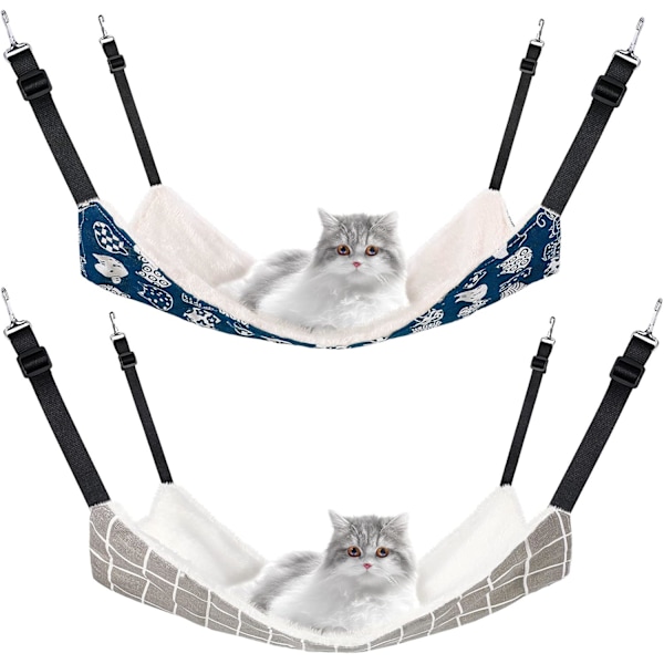 2 stycken vändbara katt hängande hängmattor mjuka andningsbara husdjursburar