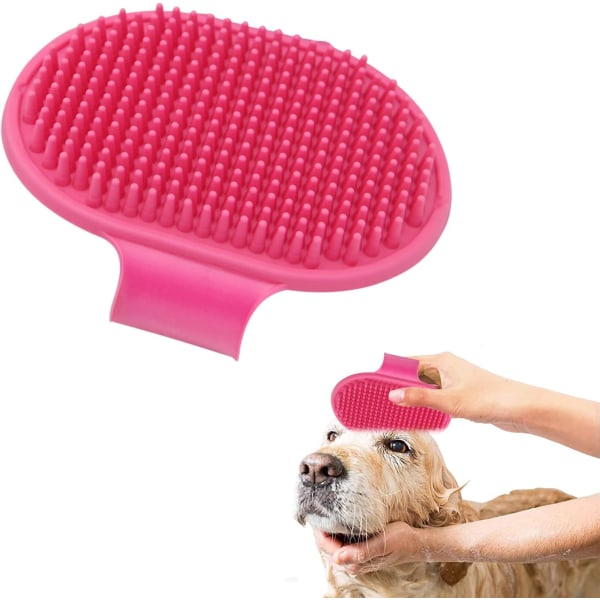 Pet Bath Brush, Rubber Massage Brush, Short Bristle Grooming Brus