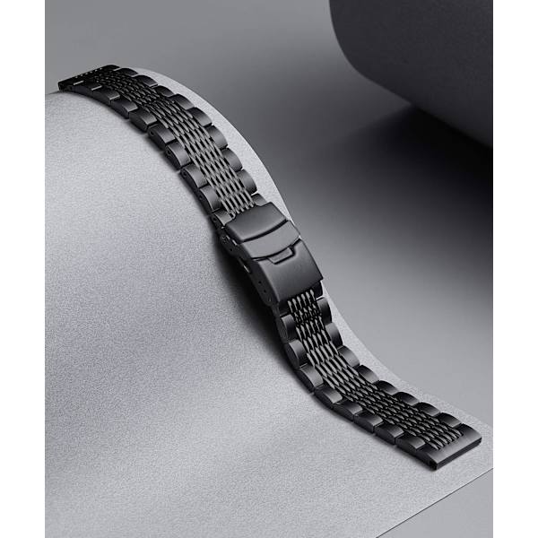 20mm Svart Rostfritt Stål Klockarmband Metallnät Klockarmband för Män Kvinnor i 4 Färger Metallklocka