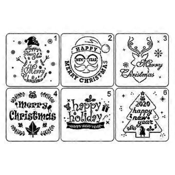 6 stk/sett Juletrær Snømann Tegnemal Stencil Maling Preget Scrapbooking DIY Album Dekorativ Kunst Håndverk