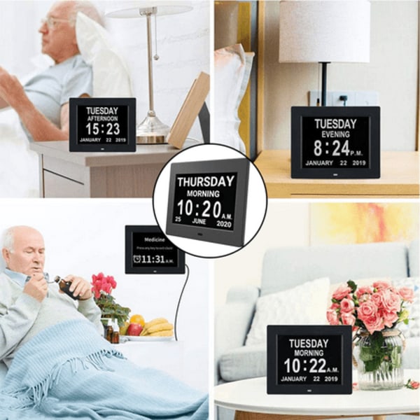 Klockor 8 tum kalenderklockor dag datum klocka digital klocka Digi