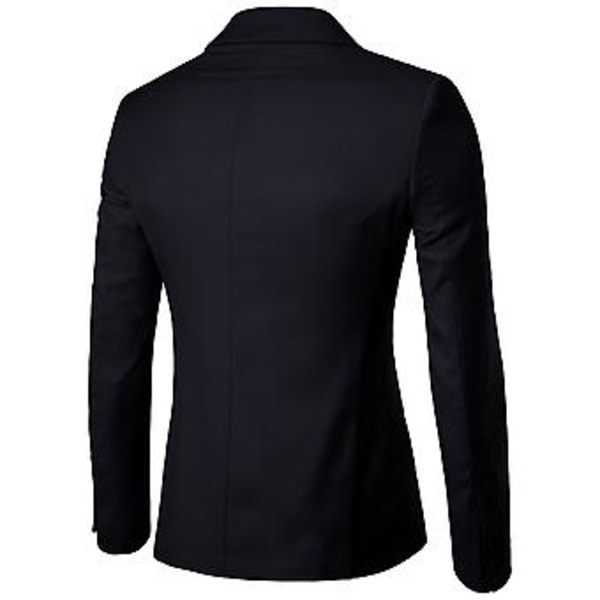 Herrar Blazer Enknapp Solid Färg Nedåtvänd Krage Plus Storlek Slank Fickor Kostymjacka för Kontor (3XL Svart)
