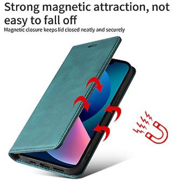 Korthållare i läder med handrem, stativ, skyddande baksida, fyrkantigt fodral för iPhone 14 Pro