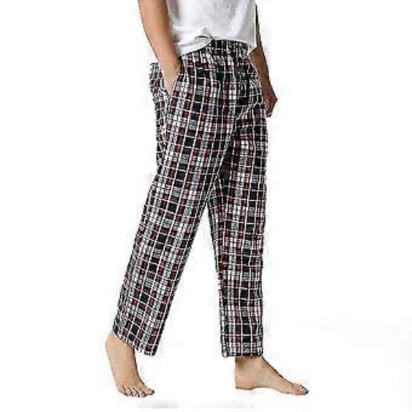Miesten ruudulliset puuvillaiset pyjamahousut/YY(3XL musta.valkoinen.punainen)