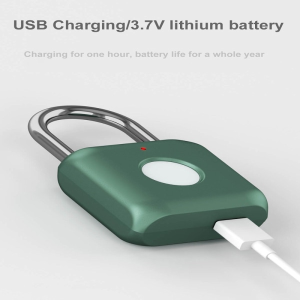 (Blå) Fingeraftrykspadlock Mini Smart Padlock Nøglefri USB-opladning