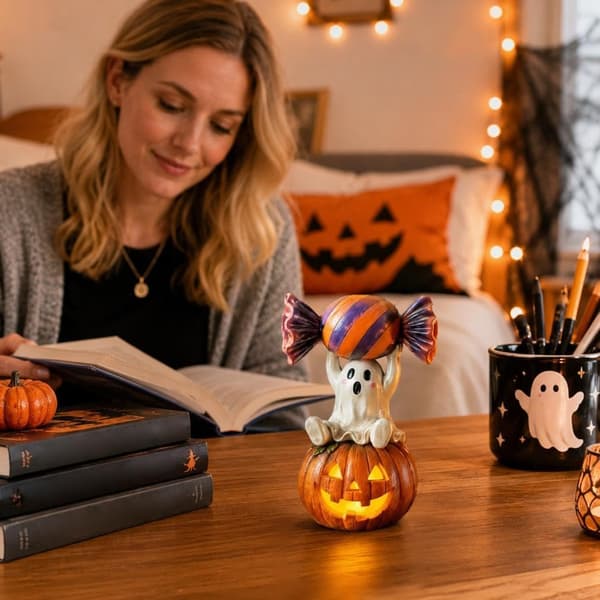 Halloween Harpiks Spøgelsesstatue med Slikpynt