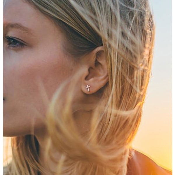 2 set 14K guldpläterade flickors örhängen i sterling silver | Pave Cubic*