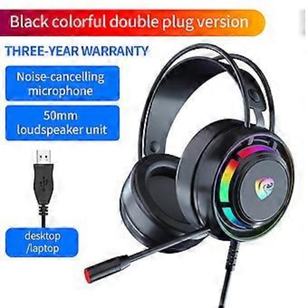 3,5 mm Jack/USB Spelheadset för PC, Laptop Dator Bas Surround (7.1USB version)