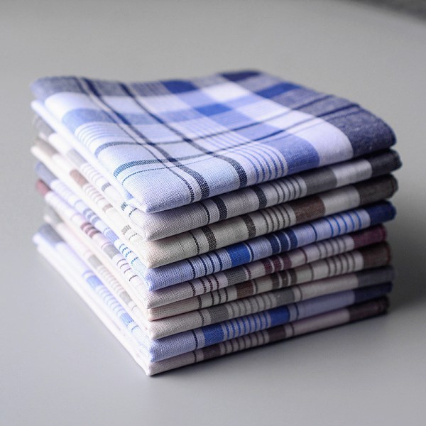 （Random Style）Set of 9 Pieces, 15x15''/38x38cm, Men's Soft Cotton