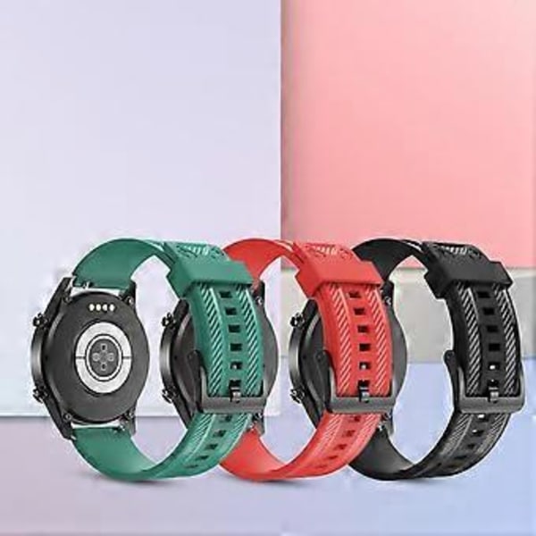 Klockarmband 20mm 22mm Universal Vattentätt Kolfibertextur Smart Klocka Ersättningsarmband Kompatibelt Samsung Galaxy Watch (20 mm Svart)